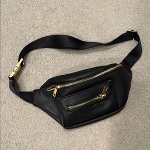 Fawn design Black Fanny Pack Crossbody bag with Gold Accents